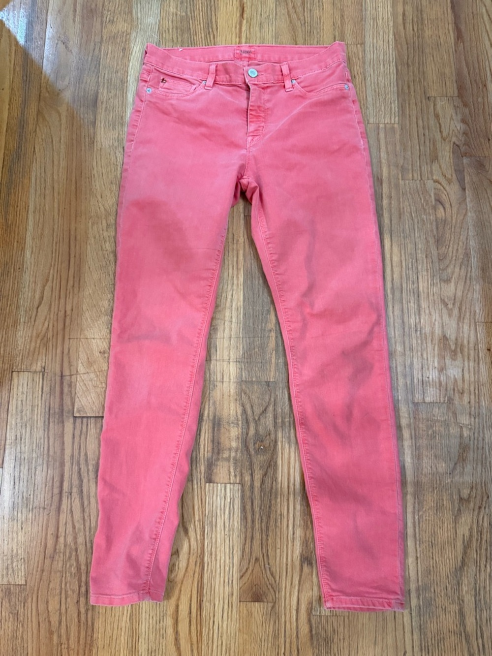 Hudson Nico Super Skinny Midrise Coral Denim Jeans  Zip 5-Pocket USA